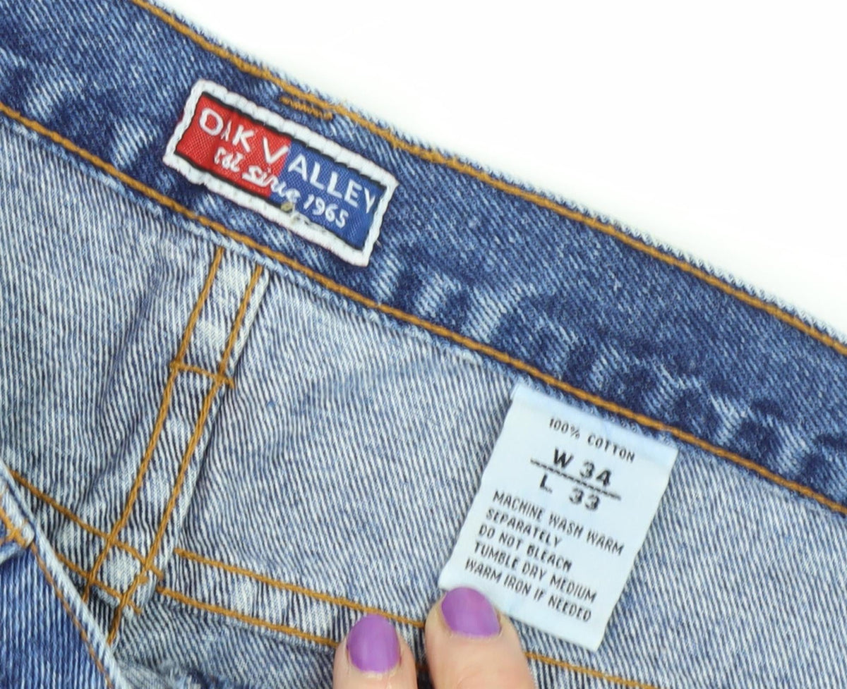 Oak Valley Men's Blue Straight-Leg Jeans, Size 34