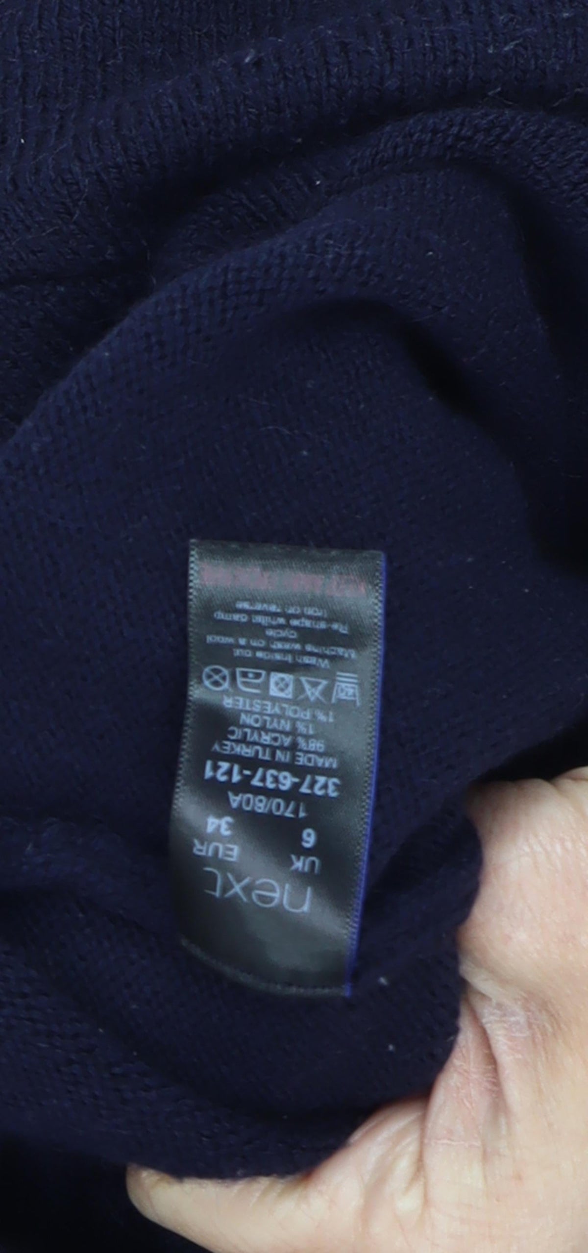 Next Women's Blue Full Zip Jumper, Size 6, Rainbow Accent