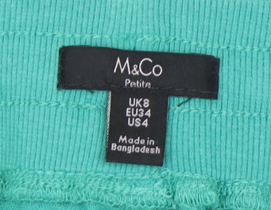M&Co Women's Green Jogger Trousers Petite Size 8