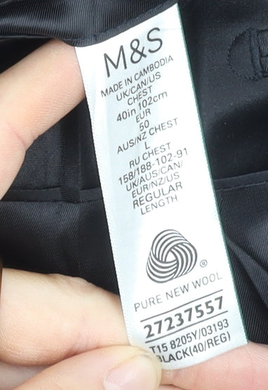 Marks & Spencer Men's Black Wool Tuxedo Blazer, Size 40R