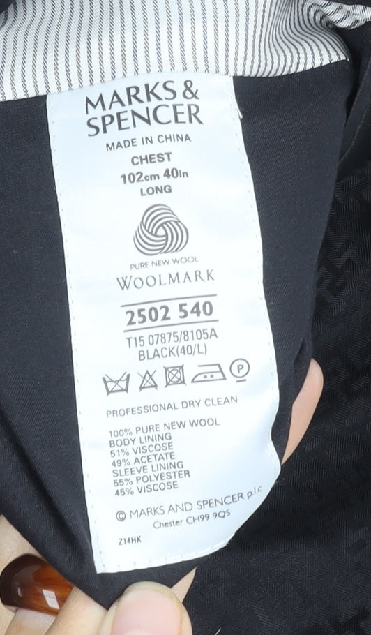 Marks & Spencer Men's Black Shawl Lapel Tuxedo Blazer, Size 40L