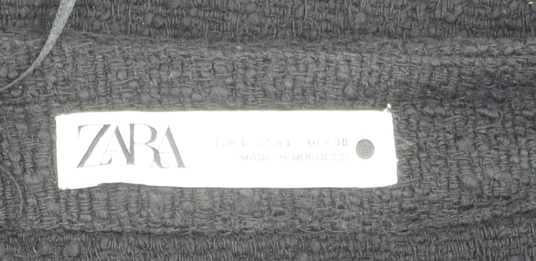 Zara Women's Black Wool Coatigan Size 2, Casual Mid-Length