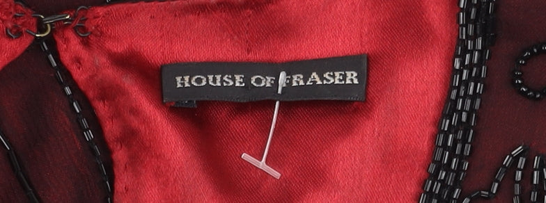 House of Fraser Women's Red Silk Beaded Blouse, L