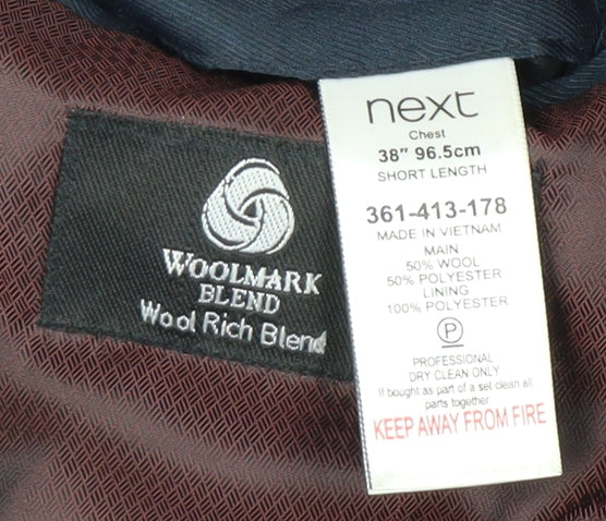 Next Men's Grey Blazer 38S Wool Blend