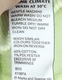 Marks & Spencer Boys Green Hoodie 13-14 Years Cotton Blend