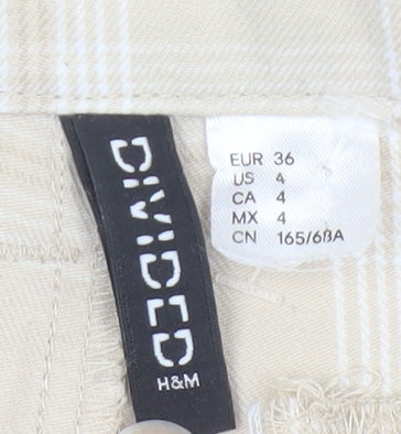 H&M Women Beige Plaid Trousers Size 8