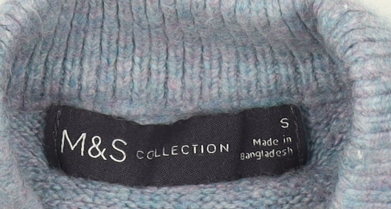 Marks & Spencer Women's Blue Jumper, S, Mock Neck