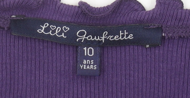Lili Gaufrette Girls Purple Button-Up Top Long Sleeve Size 10