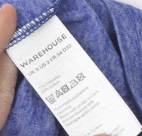Warehouse Women's Blue Basic T-Shirt Size 6 Lightweight