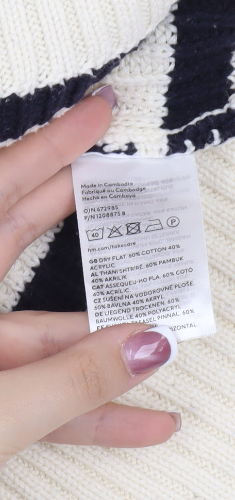 H&M Women's Multicoloured Striped Pullover Jumper Size 12