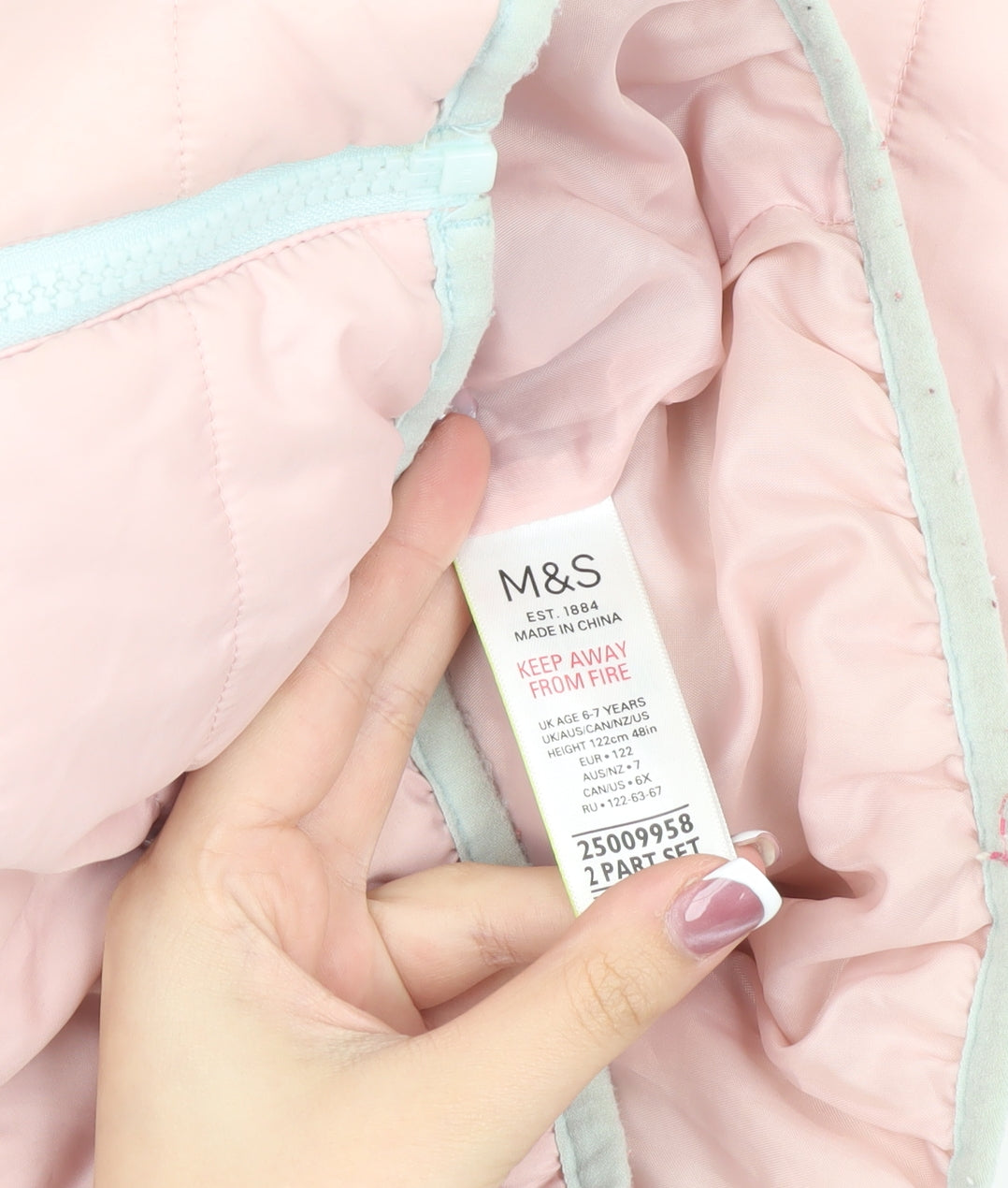 Marks & Spencer Pink Girls Puffer Jacket 6-7 Yrs