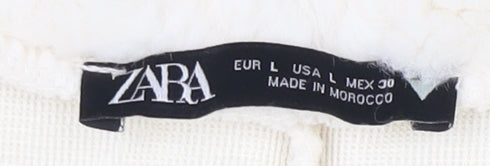 Zara Women's Ivory Fleece Pullover Jumper Size 14