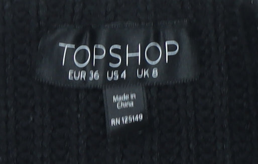 Topshop Women's Black High Neck Pullover Jumper Size 8