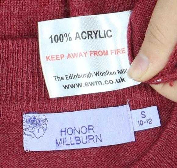 Honor Millburn Women's Red Beaded Mock Neck Jumper