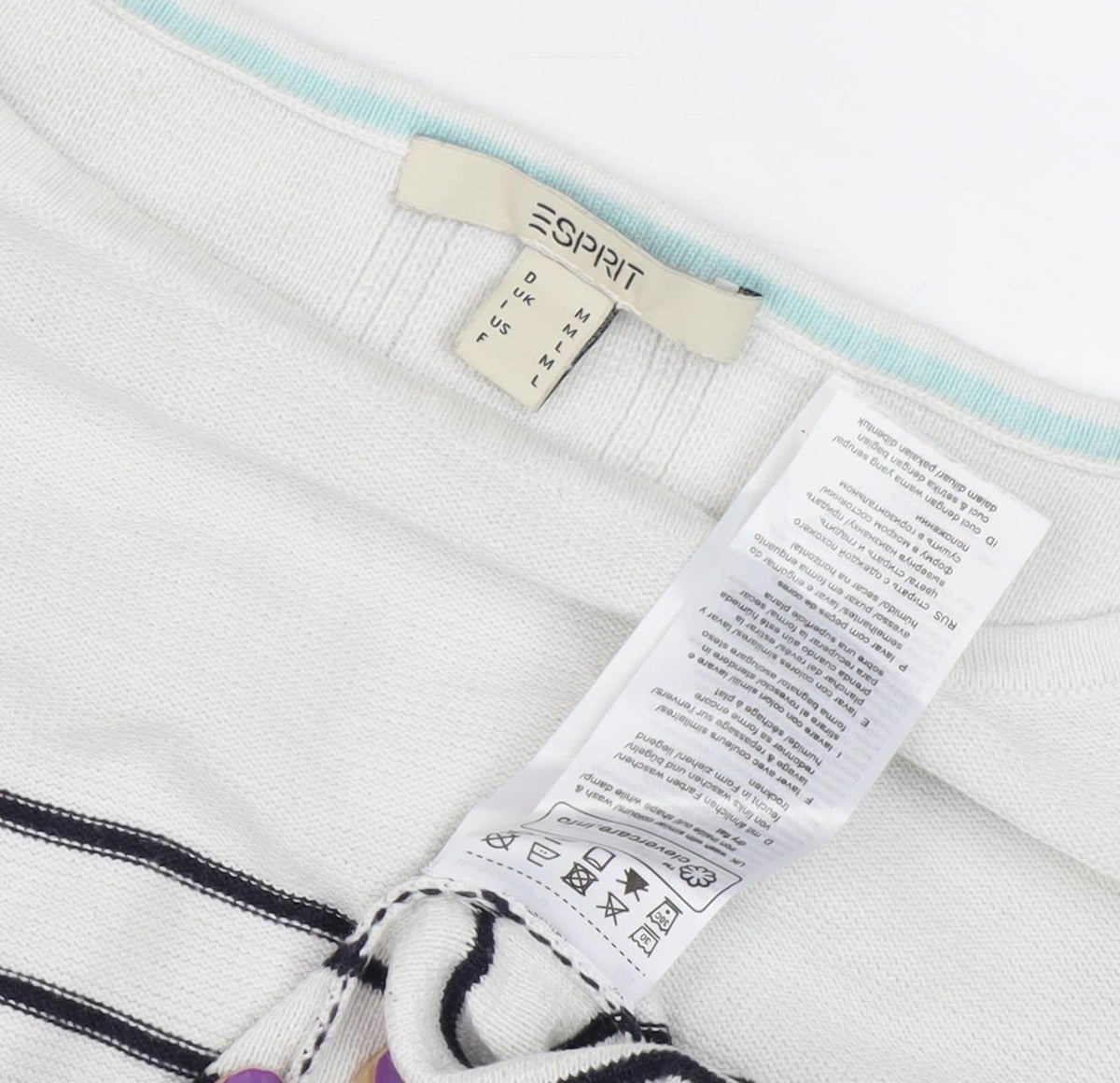 Esprit Women's White Striped Knit Jumper M
