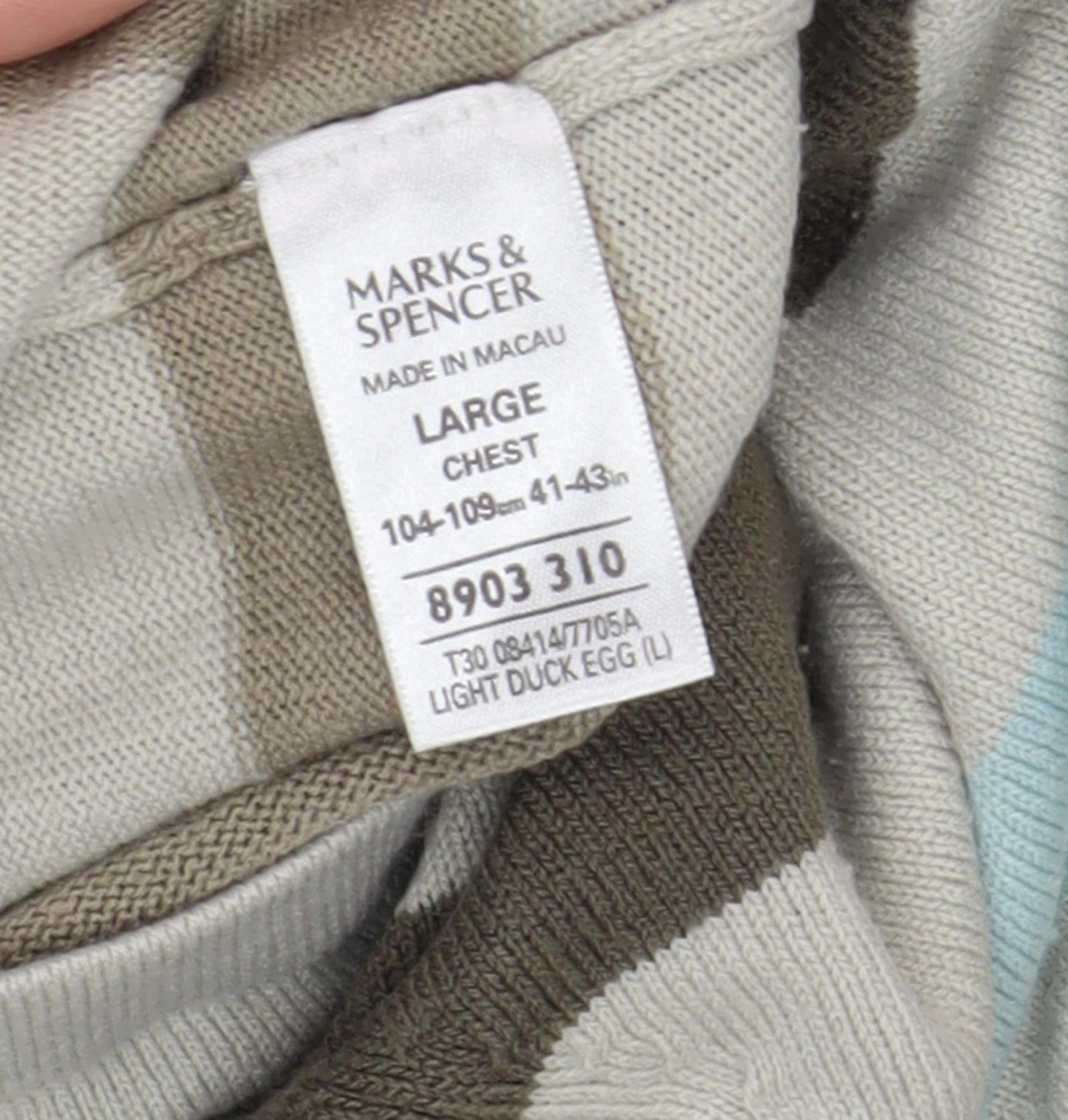 Marks & Spencer Men's Multicoloured Striped Pullover, Size L