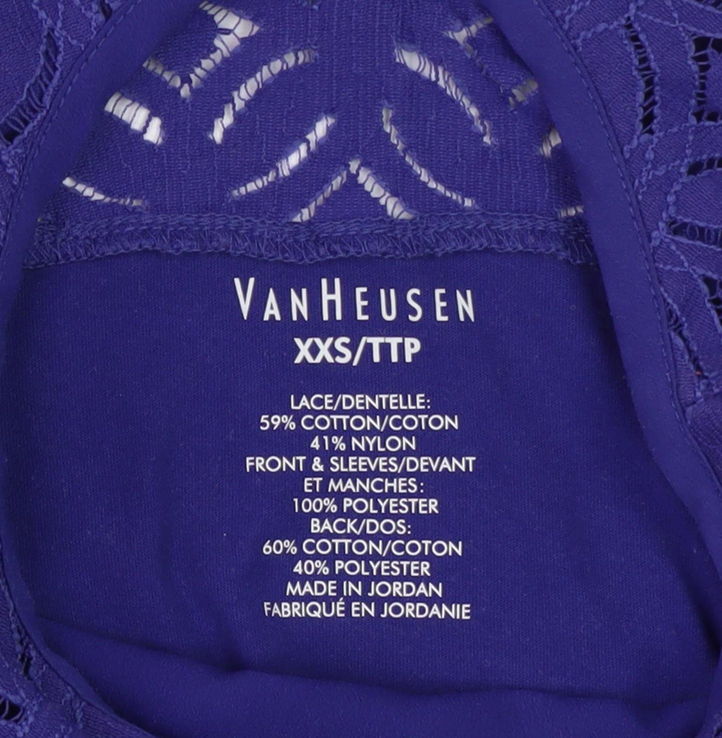 Van Heusen Women's Purple 3/4 Sleeve Lace Top 2XS