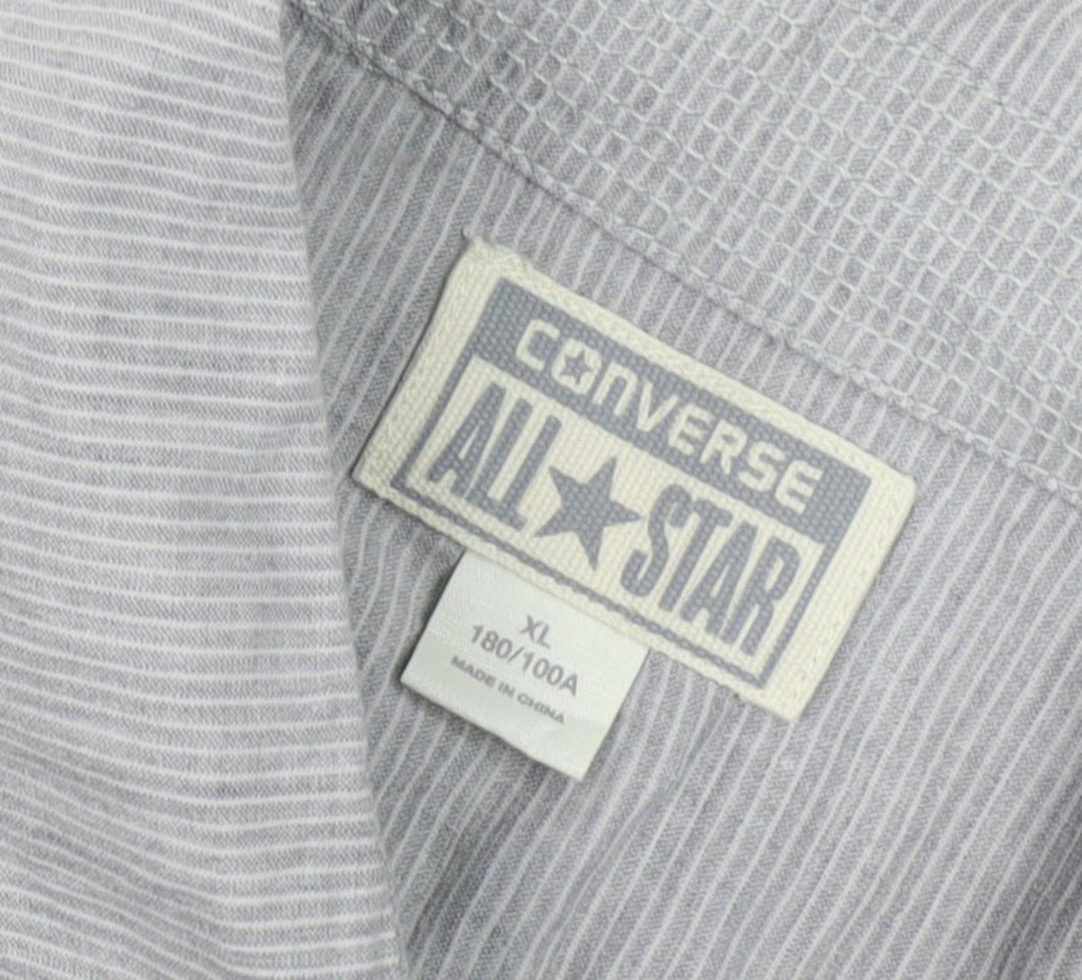 Converse Men's Grey Striped XL Button-Up Shirt