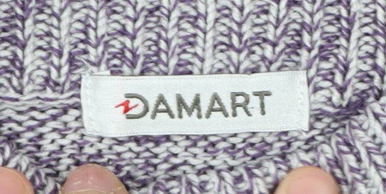 Damart Women's Purple Mock Neck Acrylic Jumper Size 16