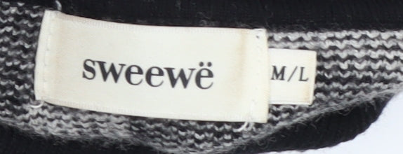 Sweewë Women's Black Geometric Roll Neck Sweater M