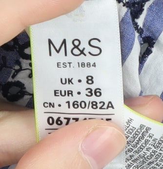 Marks & Spencer Women's Blue T-Shirt, Size 8, Casual