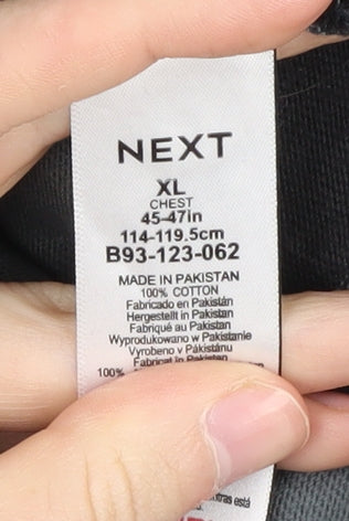Next Men's Black Striped Polo XL Cotton
