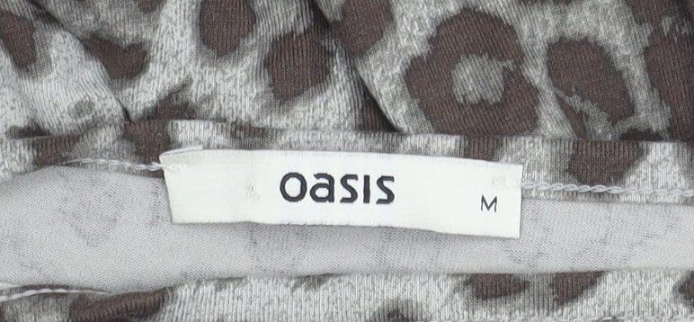 Oasis Women's Brown Animal Print Top M