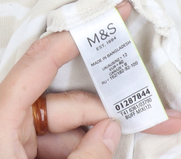 Marks & Spencer Women's Beige Striped Top, Size 12