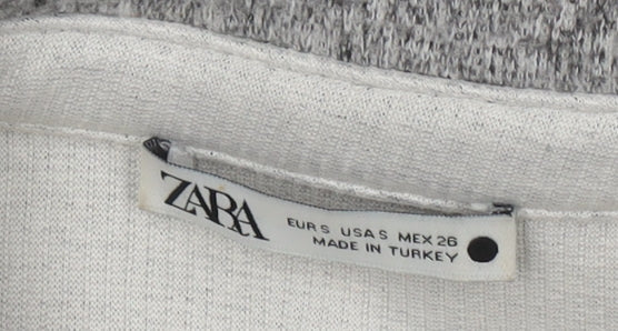 Zara Men's Grey Long Sleeve Knit Shirt - Size S