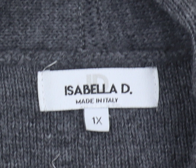 Isabella D. Women's Grey Striped Open Front Cardigan (Size L)
