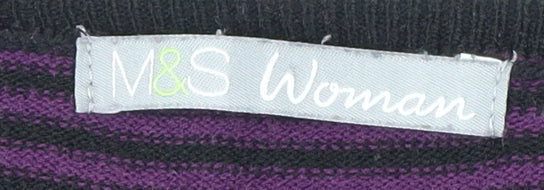 Marks & Spencer Women's Purple Striped Pullover Jumper - Size 12