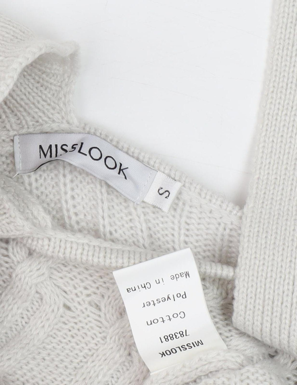 Misslook Women's Ivory Cable-Knit Jumper, Size S
