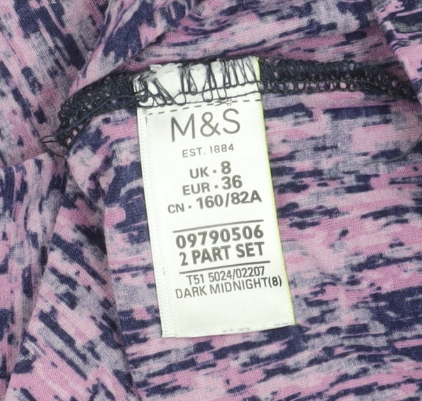 Marks & Spencer Women's Purple Abstract T-Shirt, Size 8