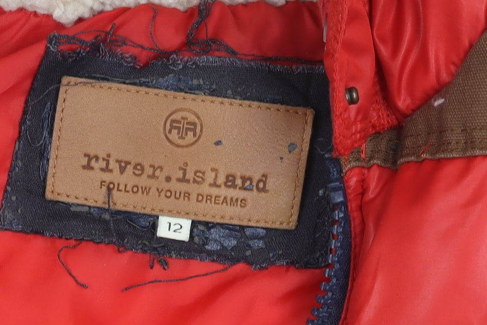 River Island Women's Red Hooded Waistcoat Size 12