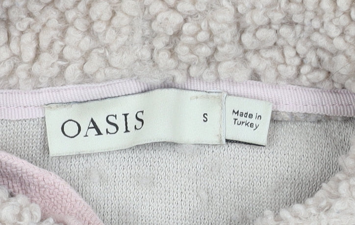 Oasis Women's Beige Hooded Fleece Jacket, Size S, Casual Wear