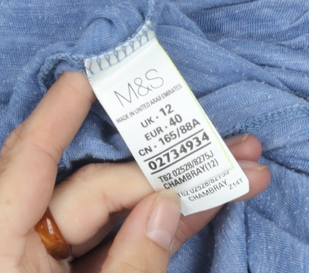 Marks & Spencer Women's Blue T-Shirt Size 12 Casual