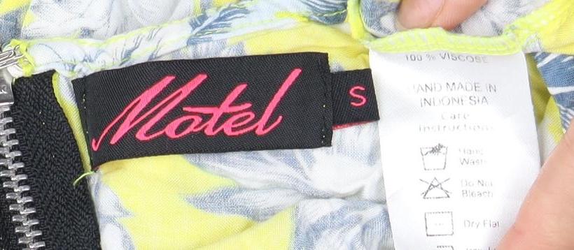 Motel Women's Yellow Floral Zip Top S