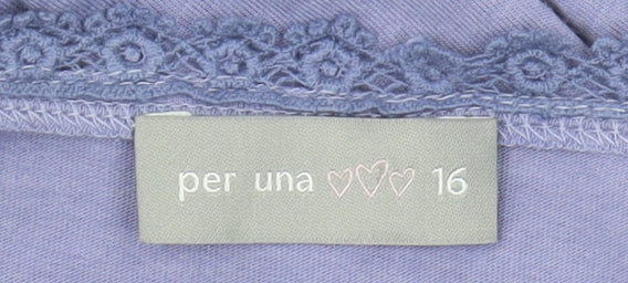 Per Una Women's Purple Scoop Neck T-Shirt Lace Accents