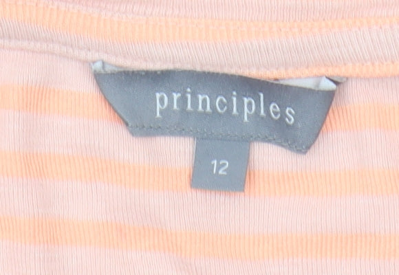 Principles Women's Orange Striped T-Shirt Size 12