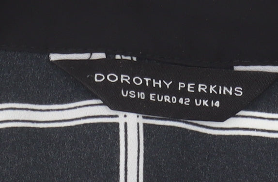 Dorothy Perkins Women's Black Button-Up Check Shirt Size 14