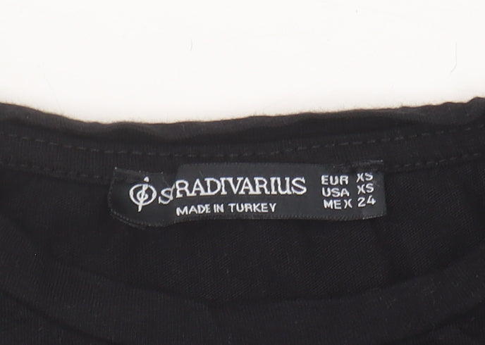 Stradivarius Black XS Unisex Casual T-Shirt