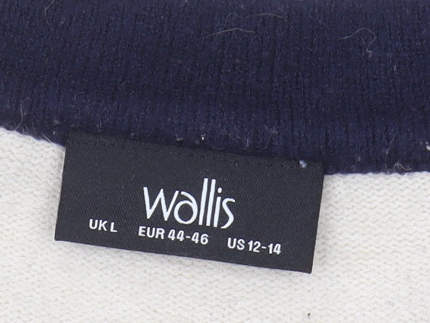 Wallis Women's Ivory Animal Print V-Neck Pullover Jumper L