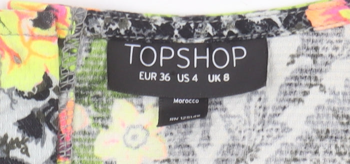 Topshop Women's Multicoloured Floral Tank Top Size 8