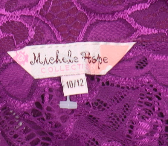 Michele Hope Women Purple Lace Floral Top L