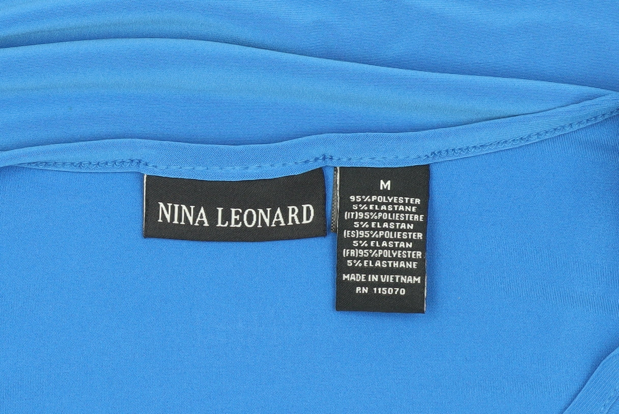 Nina Leonard Women's M Blue Scoop Neck T-Shirt