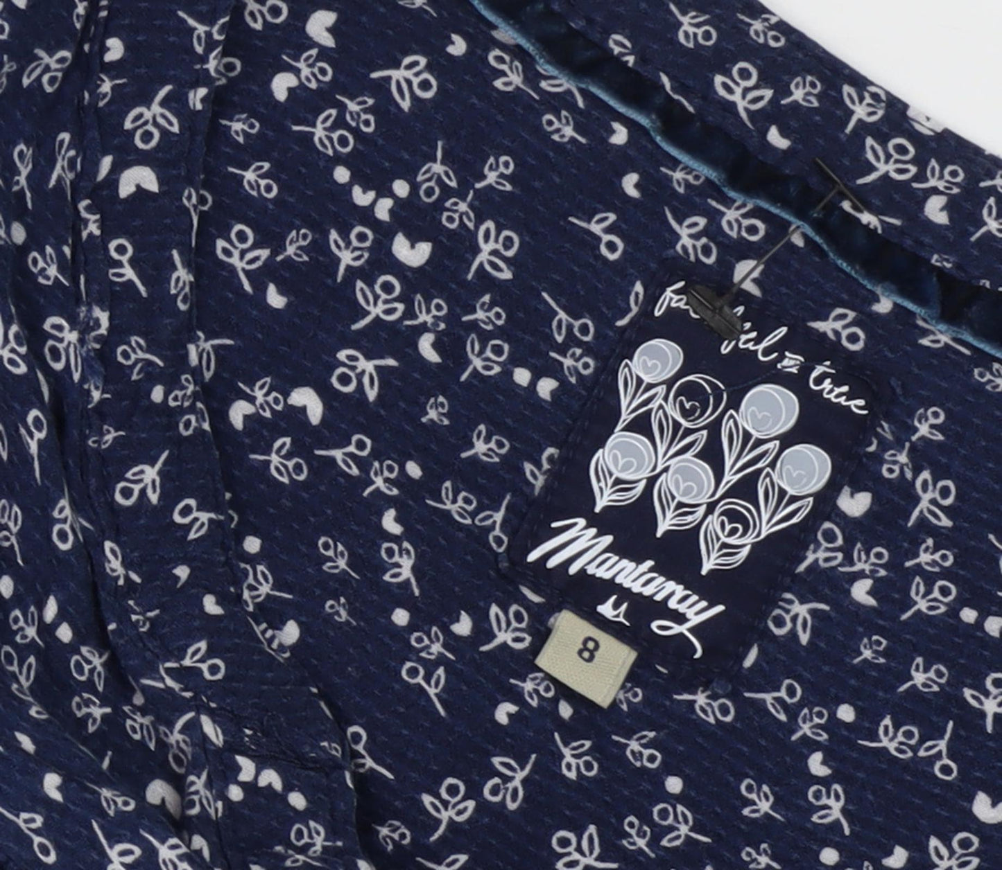 Mantaray Women's Blue Floral Tunic Blouse, Size 8