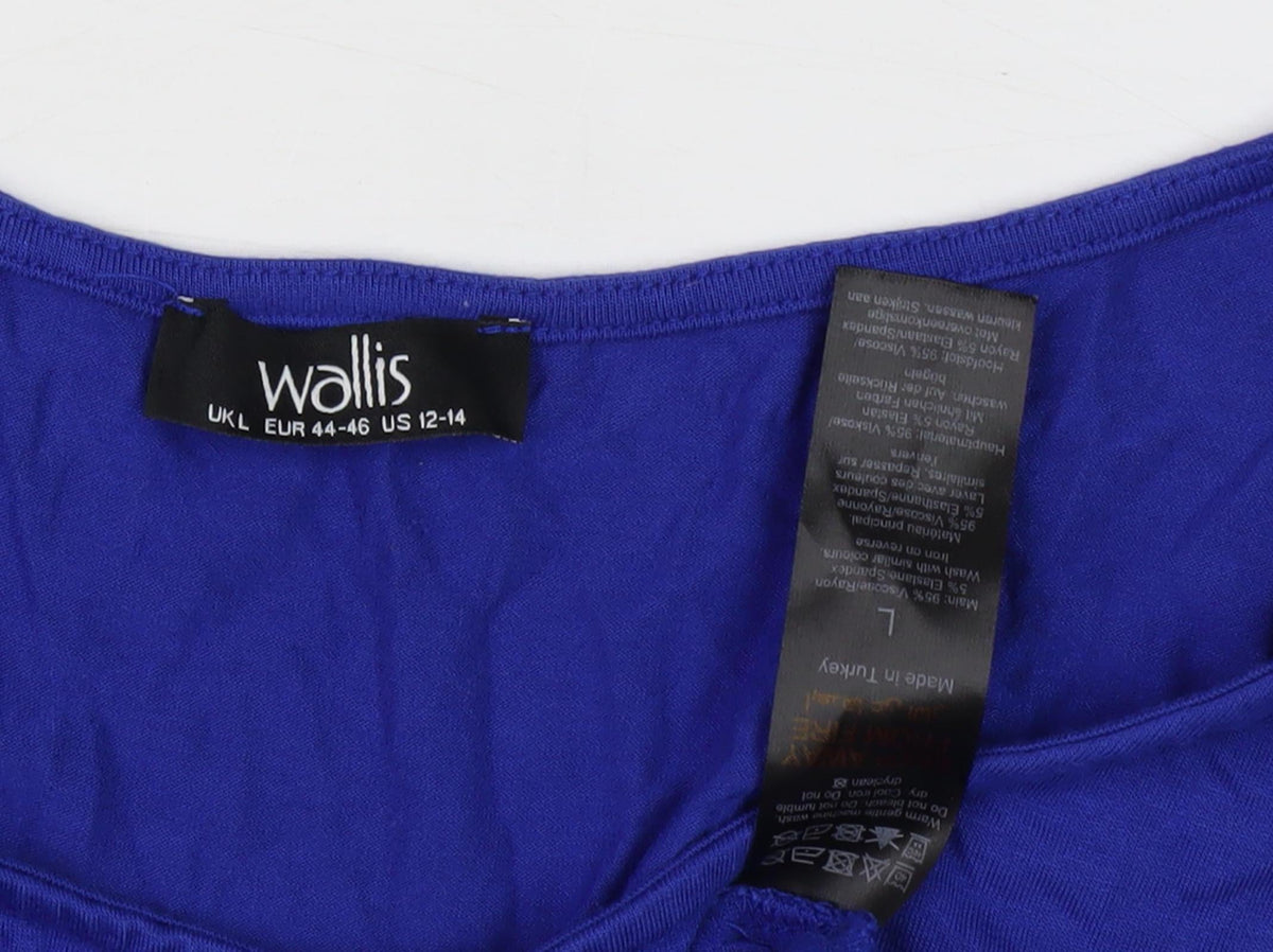 Wallis Women Blue Boat Neck Long Sleeve Top L