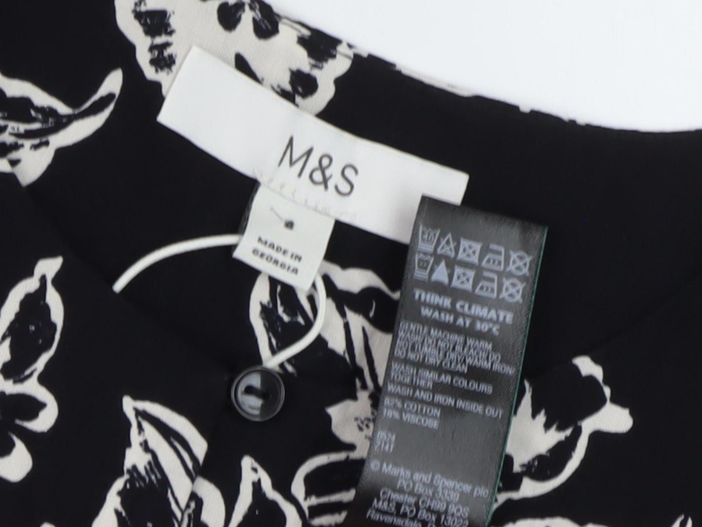 Marks & Spencer Floral Shift Dress, Size 10, Black, Long Sleeve