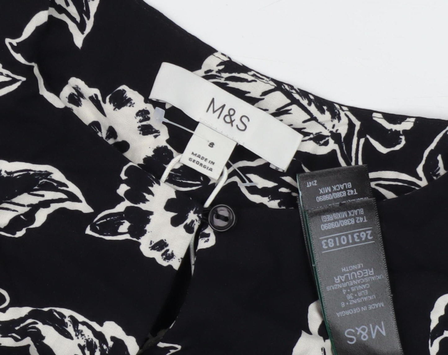 Marks & Spencer Women's Black Floral Shift Dress, Size 8