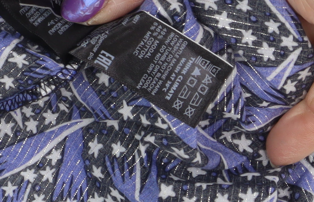 Marks & Spencer Women's Blue Geometric Blouse - Size 14